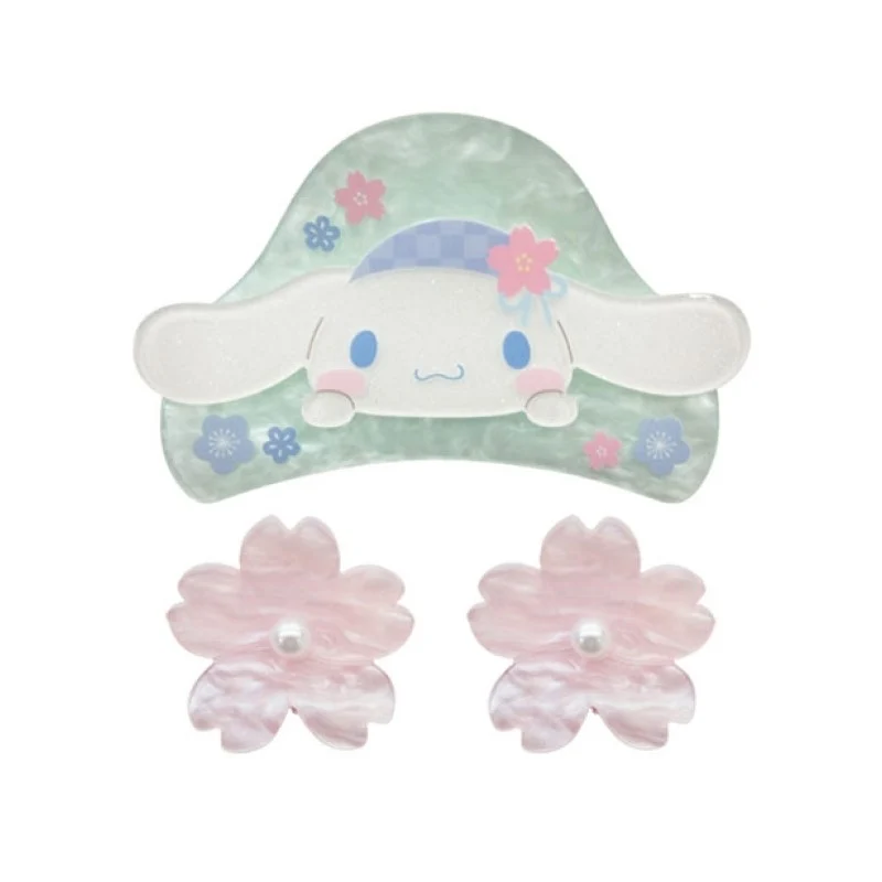 [Self-operated] Sanrio Dessert Shop Character Mini Hair Clip Set (Big Cinnamoroll Design): 1 Shark Clip + 2 Small Claw Clips - Cute Hair Clip Set