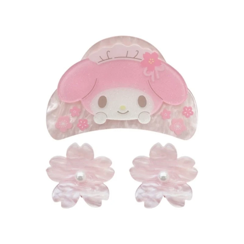 [Self-operated] Sanrio Dessert Shop Character Mini Hair Clip Set, My Melody Edition: 1 Shark Clip + 2 Small Claw Clips, Cute Hair Clip Set