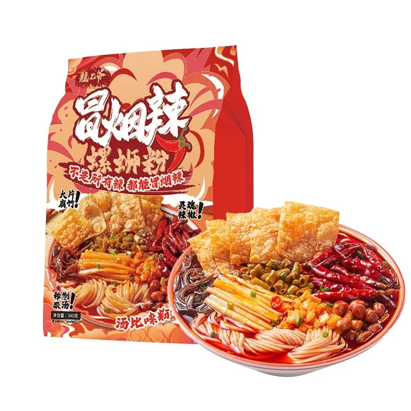 [Self-operated] China Dragon Seven Master Smoking Spicy Liuzhou Snail Rice Noodles 340g Large Slices of Tofu Skin Liuzhou Snail Rice Noodles Smoking Spicy Snail Rice Noodles Extra Spicy Challenge Liuzhou Specialty Satisfying Cravings Rice Noodles Fast Food Late Night Snack