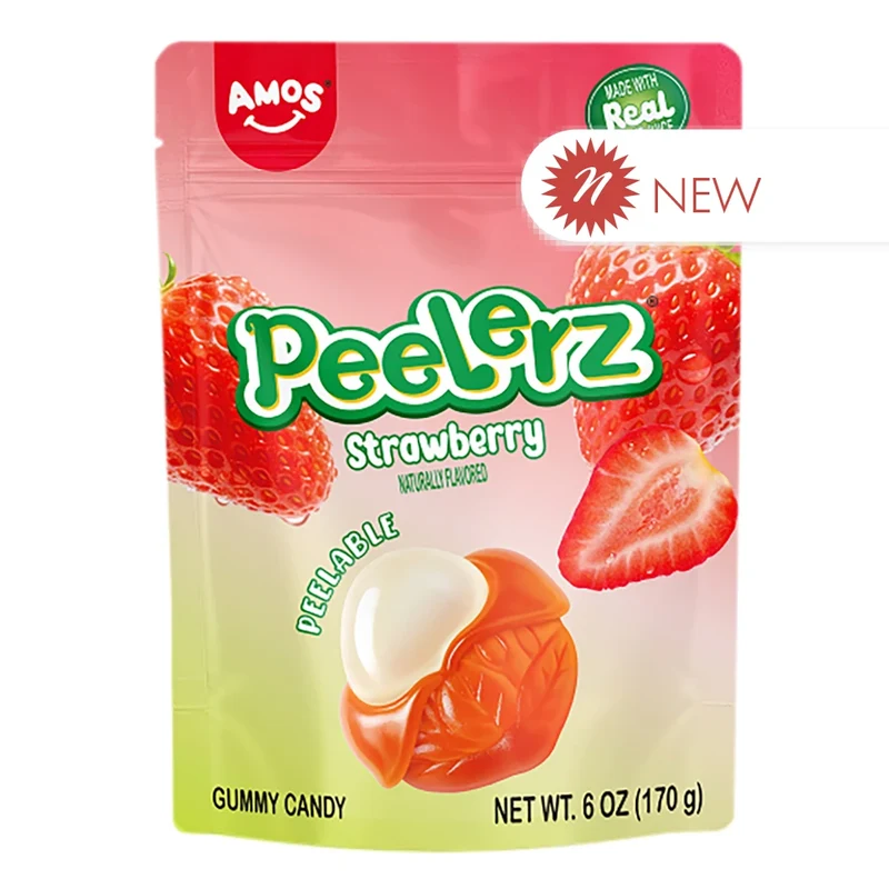 [Self-operated] Amos Peelerz Peelable Gummies, Strawberry Flavor, 170g, Sharing Pack, Fun Fruit Juice Gummies for Kids, Snacks & Candies