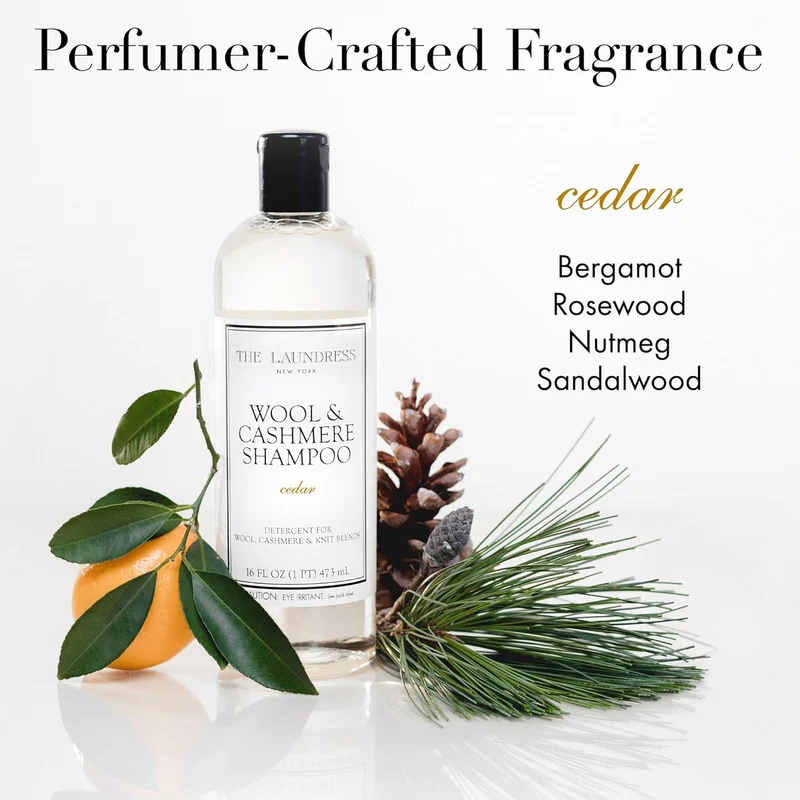 [Self-operated] THE LAUNDRESS Wool & Cashmere Shampoo Cedar, 473ml (16 fl.oz) Concentrated liquid laundry detergent with cedar scent, gentle, hand wash or machine wash in cold water, suitable for delicate fabrics.
