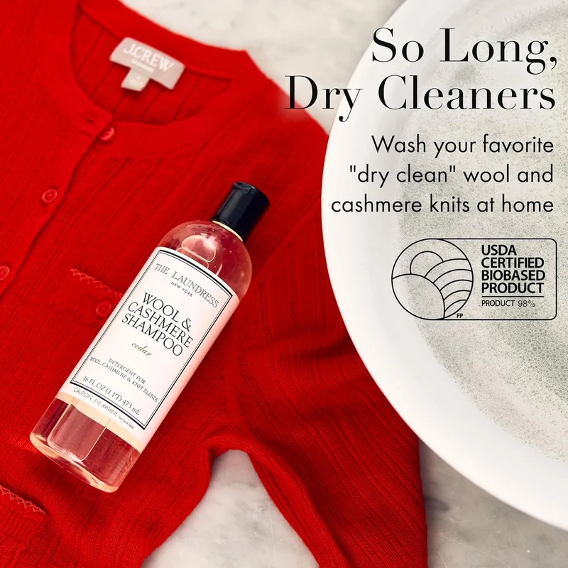 [Self-operated] THE LAUNDRESS Wool & Cashmere Shampoo Cedar, 473ml (16 fl.oz) Concentrated liquid laundry detergent with cedar scent, gentle, hand wash or machine wash in cold water, suitable for delicate fabrics.