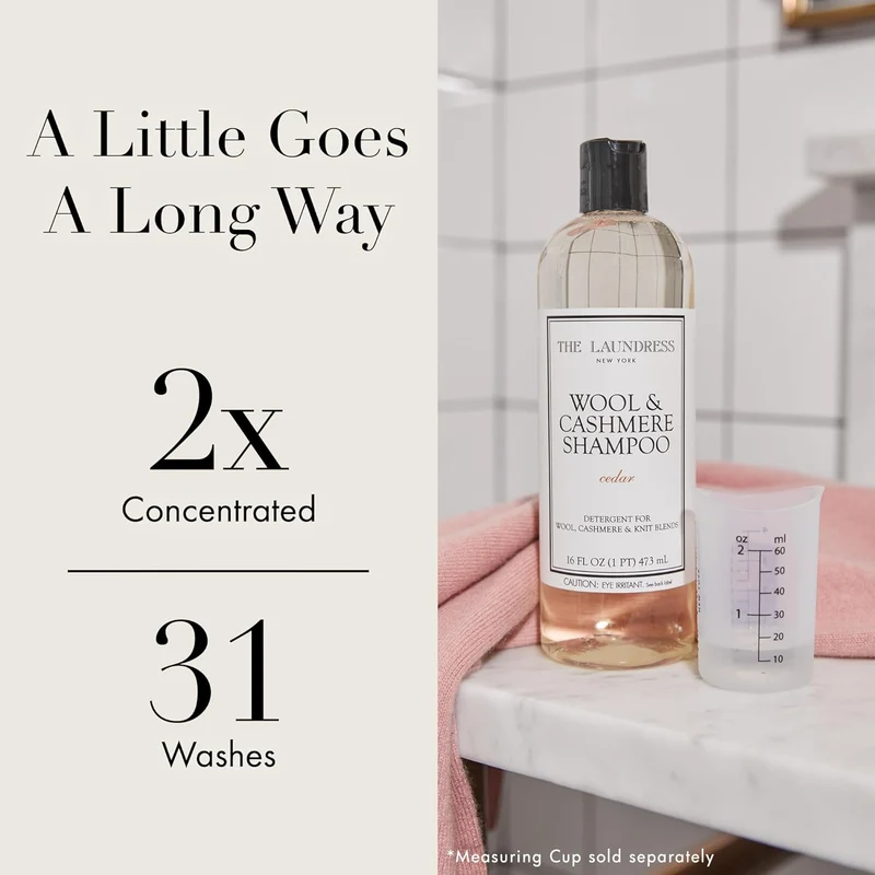 [Self-operated] THE LAUNDRESS Wool & Cashmere Shampoo Cedar, 473ml (16 fl.oz) Concentrated liquid laundry detergent with cedar scent, gentle, hand wash or machine wash in cold water, suitable for delicate fabrics.