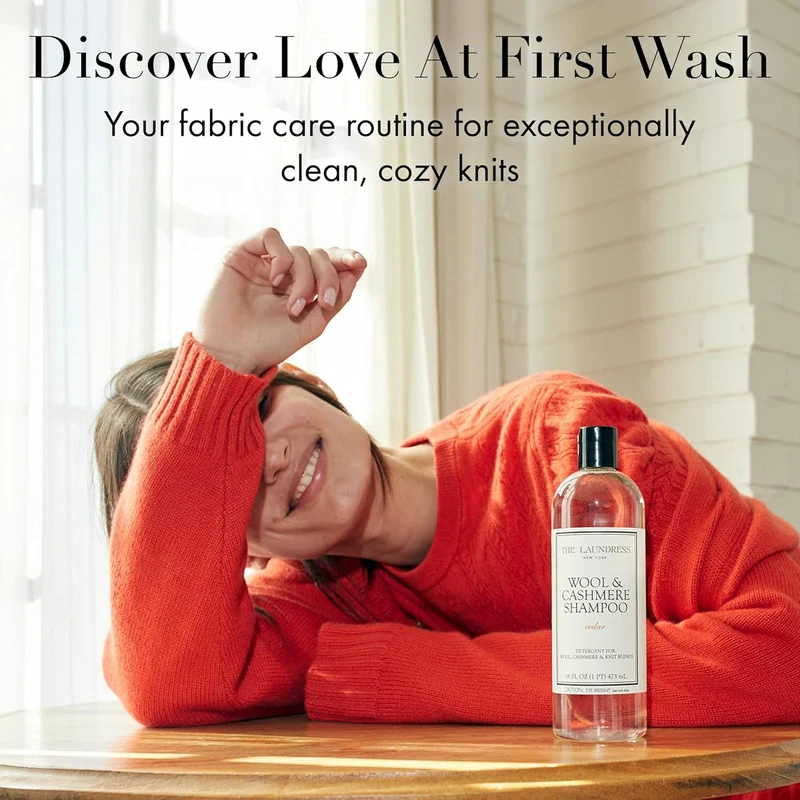 [Self-operated] THE LAUNDRESS Wool & Cashmere Shampoo Cedar, 473ml (16 fl.oz) Concentrated liquid laundry detergent with cedar scent, gentle, hand wash or machine wash in cold water, suitable for delicate fabrics.