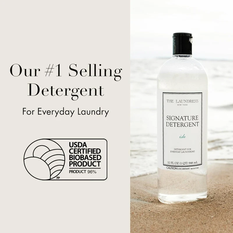 [Self-operated] THE LAUNDRESS Signature Isle Classic Laundry Detergent, Coastal Inspiration Scent, 946ml (32 fl.oz). Concentrated laundry detergent, powerful stain removal, color protection, fabric care, long-lasting island fragrance.