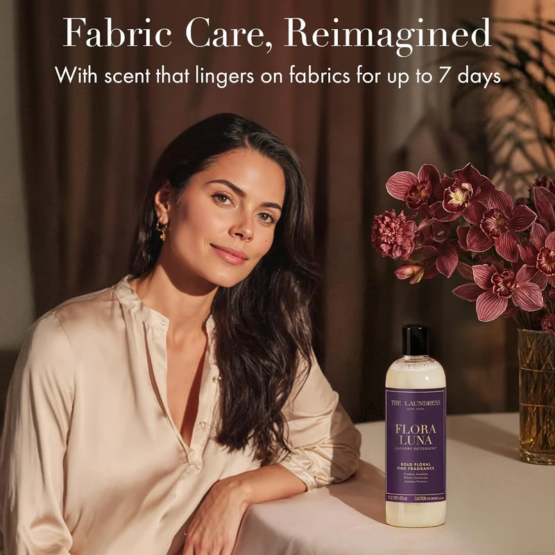 [Self-operated] THE LAUNDRESS Flora Luna Luxury Floral Scented Laundry Detergent 473ml (USA) - Long-lasting fragrance up to 7 days; BioRadiance enzyme technology keeps clothes vibrant and durable.