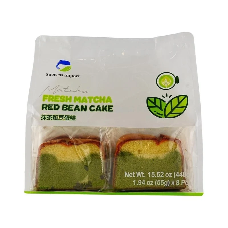 [Self-operated] Xingsheng Matcha Red Bean Cake (8 pieces, 440g) - Soft, fluffy, perfect for afternoon tea, nutritious breakfast, or casual snack.