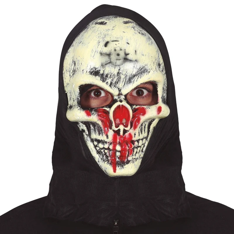 Blutige Skelettmaske mit Kapuze