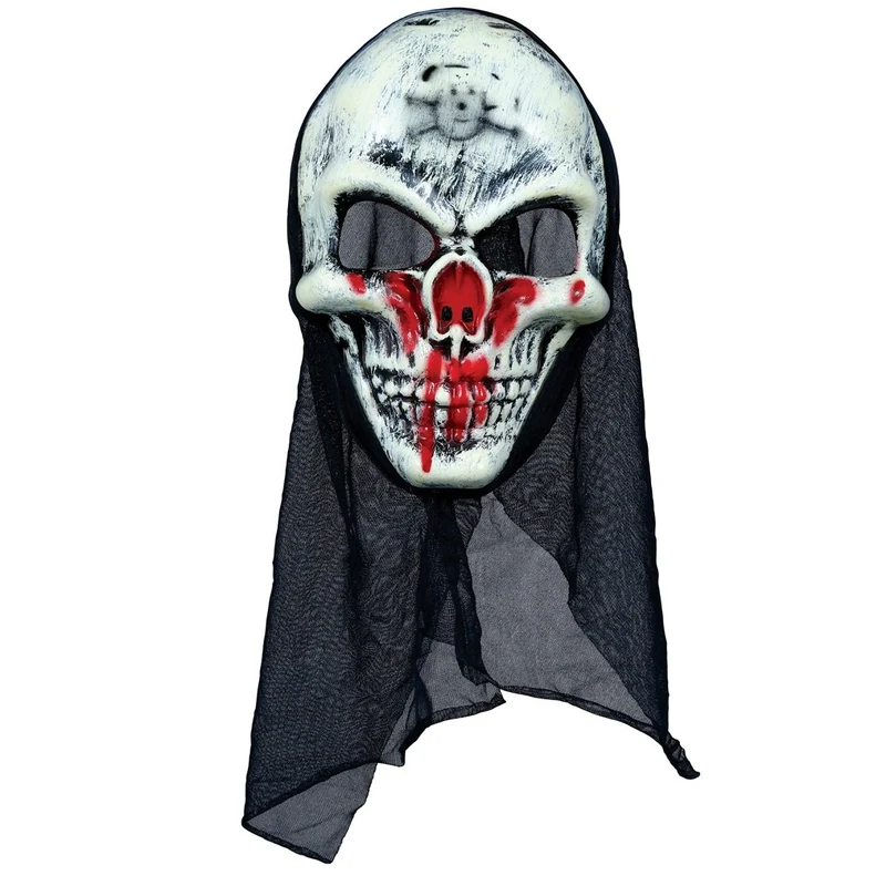 Blutige Skelettmaske mit Kapuze