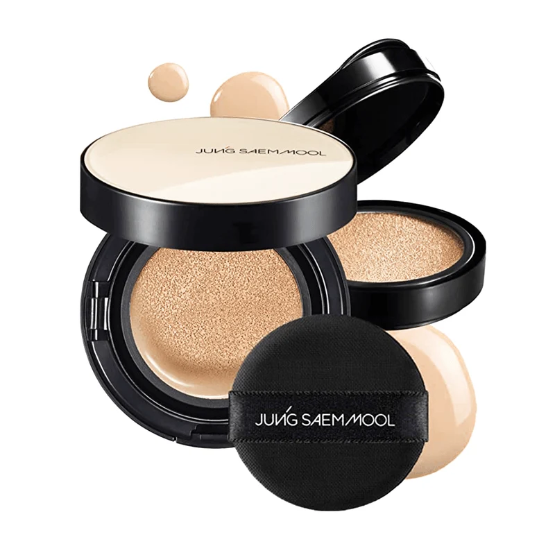 [Self-operated] Korean JUNG SAEM MOOL Long-lasting Lightweight Nude Skin Cushion Foundation Cream, Greedy Cushion Sunscreen BB Cream, Water Glow Version SPF50+ PA+++ 14g*2 #13 Porcelain White with Refill