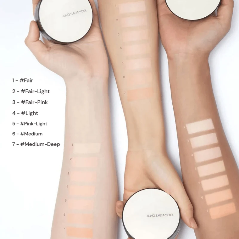 [Self-operated] Korean JUNG SAEM MOOL Long-lasting Lightweight Nude Skin Cushion Foundation Cream, Greedy Cushion Sunscreen BB Cream, Water Glow Version SPF50+ PA+++ 14g*2 #13 Porcelain White with Refill