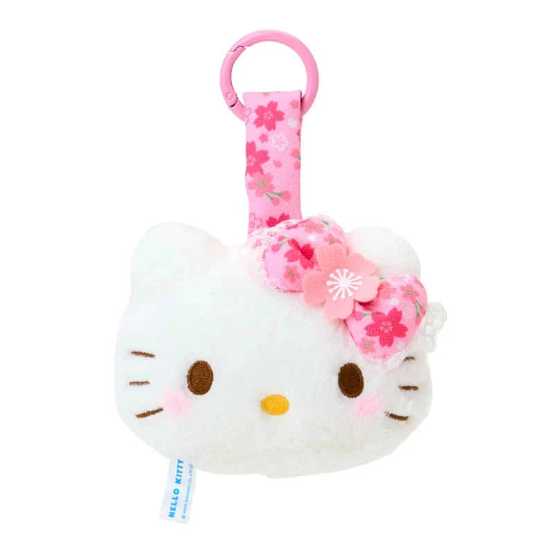 [Self-operated] Japanese Sanrio Pink Hello Kitty Doll Cherry Blossom Kimono Big Face Hello Kitty Keychain Small Coin Purse Charm 1 Pack Bag Charm Keychain