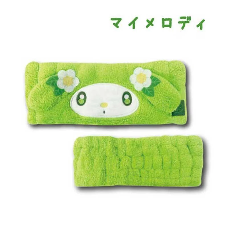 [Self-operated] Sanrio My Melody Plush Matcha Color Face Washing Headband (1 piece) - A must-have for home face washing