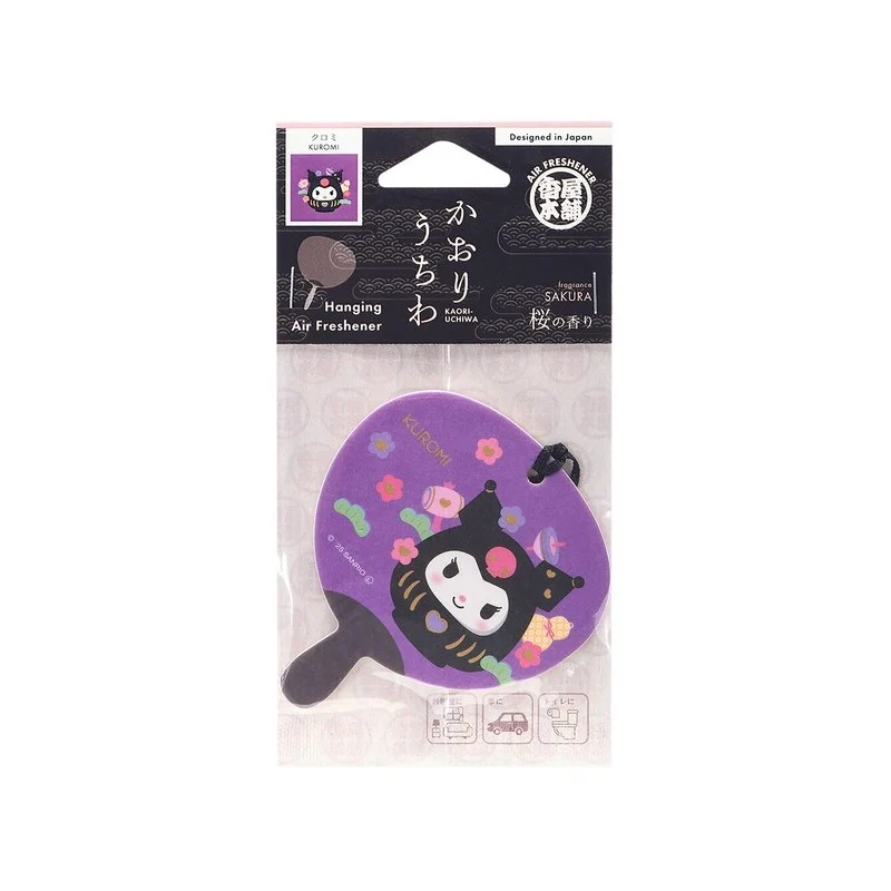 [Self-operated] Sanrio Car/Indoor Wardrobe Air Freshener, Fan-shaped Kuromi Fragrance Diffuser Hanging Card (1 piece, Cherry Blossom Scent)