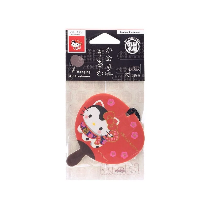 [Self-operated] Sanrio Car/Indoor Wardrobe Air Freshener, Fan-shaped Hello Kitty Fragrance Hanging Card (1 piece), Cherry Blossom Scent