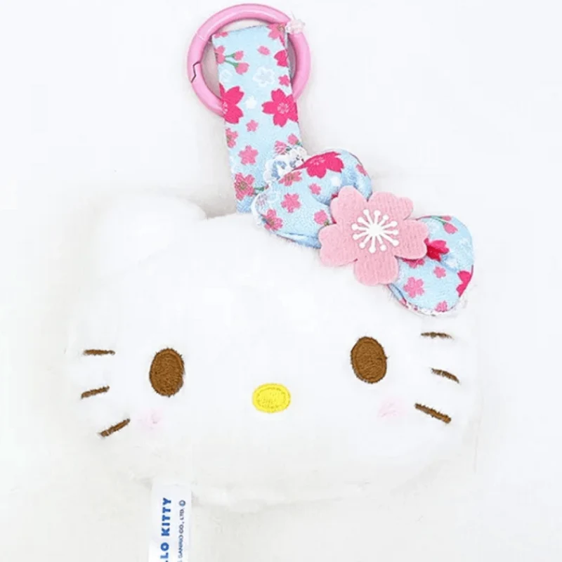 [Self-operated] Sanrio Blue Hello Kitty Doll with Cherry Blossom and Kimono, Big Face Hello Kitty Charm, Small Coin Purse Charm, 1 Piece, Bag Charm, Keychain