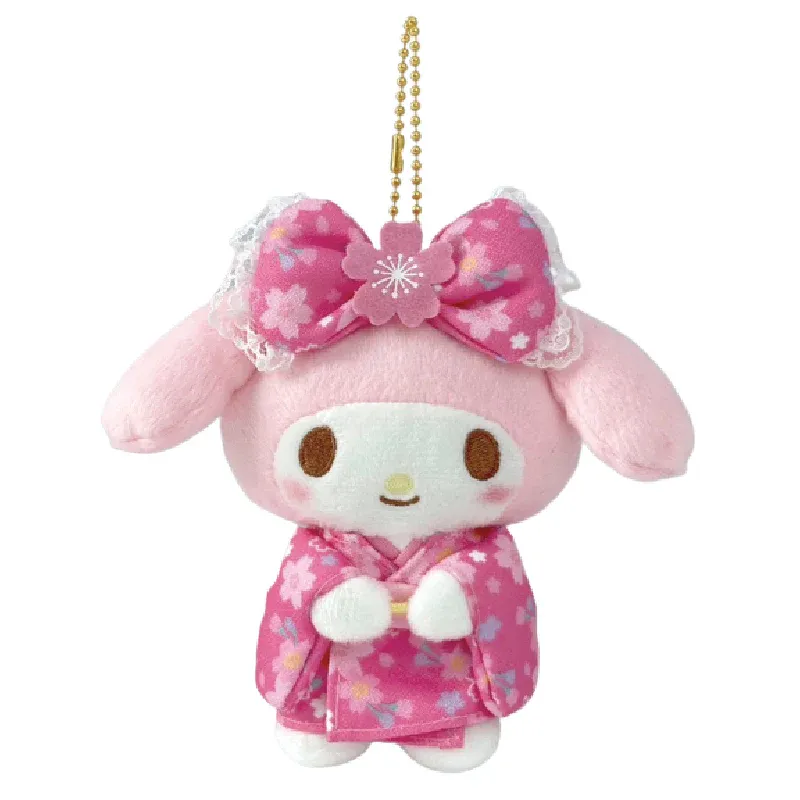 [Self-operated] Sanrio My Melody Cherry Blossom Kimono Pink Doll Keychain (1 piece) - Car Hanger, Bag Charm, Keychain