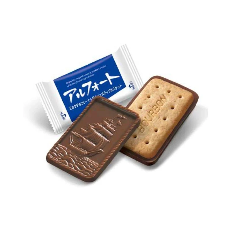 [Self-operated] Bourbon ALFORT Mini Chocolate Sandwich Cookies (Double Flavor Combination: Milk Chocolate + Rich Milk Chocolate) 147g Kids' Snack & Girlfriend Gift