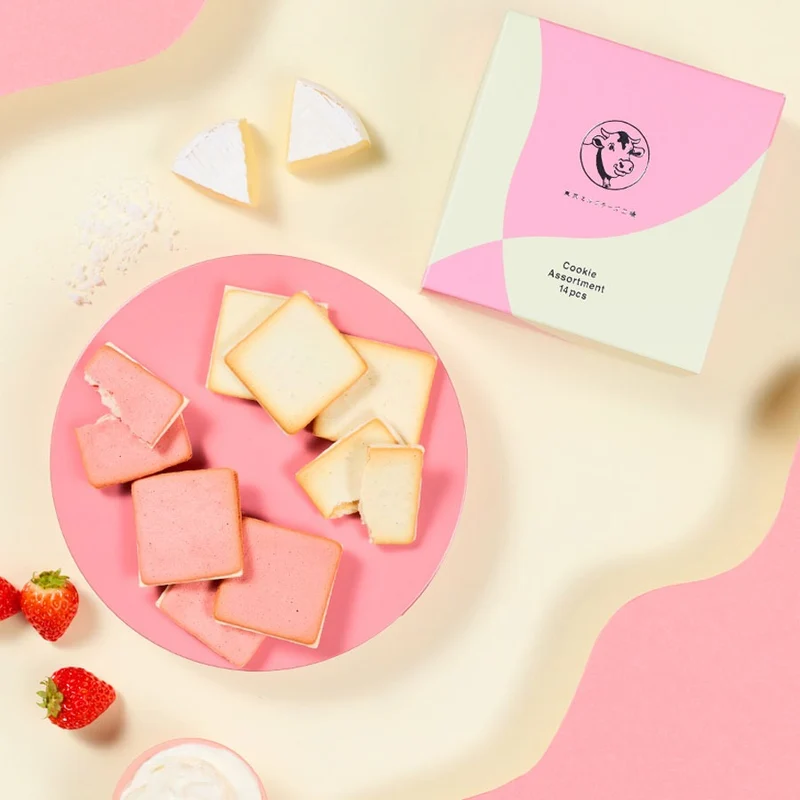 [Self-operated] Limited Edition Cookies from Tokyo Milk Cheese Factory, Japan - Strawberry and Sea Salt Sandwich Cookies (14 pieces) - Crispy cookies with rich filling. Perfect gift!