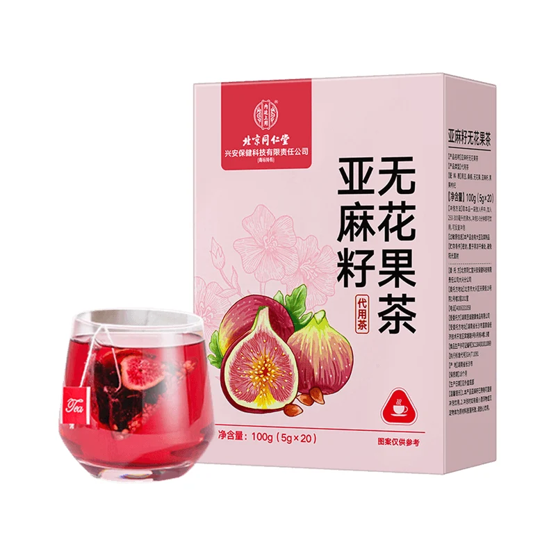 [Self-operated] Beijing Tongrentang Flaxseed Fig Tea 100g, Progesterone-Nourishing Tea, Black Bean, Black Goji Berry, Mulberry Circulation Health Tea Bag, Internal Conditioning, Ovarian Nourishment, and External Rejuvenation.