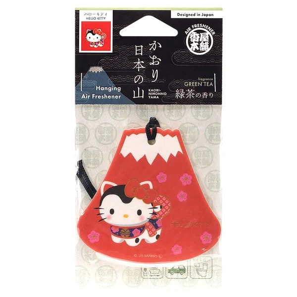 [Self-operated] Sanrio Car/Indoor Wardrobe Air Freshener, Mount Fuji Hello Kitty Fragrance Hanging Card (1 piece, Green Tea Scent)