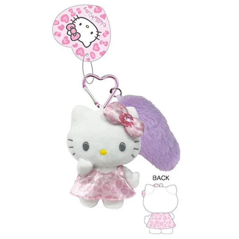 [Self-operated] Japanese Sanrio Spicy Girl Style Pink Zebra Print Hello Kitty Doll Keychain (1 piece) Car Hanger Bag Ornament Keychain