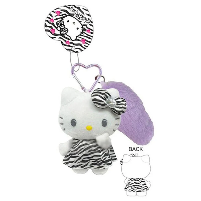 [Self-operated] Sanrio Zebra Print Hello Kitty Plush Keychain (1 piece) - Car Hanger, Bag Ornament, Keychain