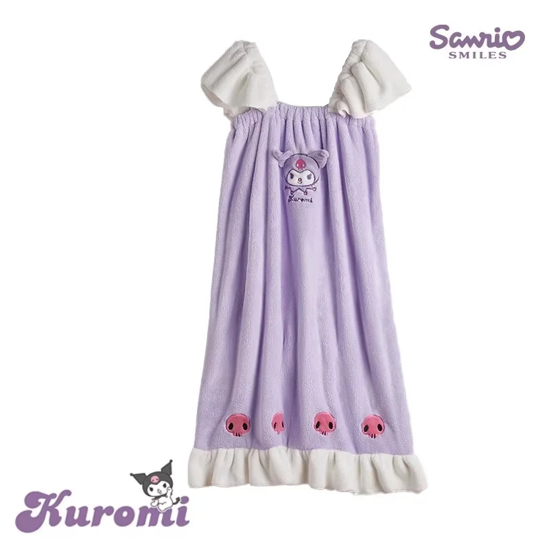 [Self-operated] Sanrio Kuromi Bath Towel/Bath Robe (Purple) - 1 Pack, Cartoon Style, Wearable/Wrapped, Strappy, Bandeau, Bathrobe, Quick-drying and Absorbent