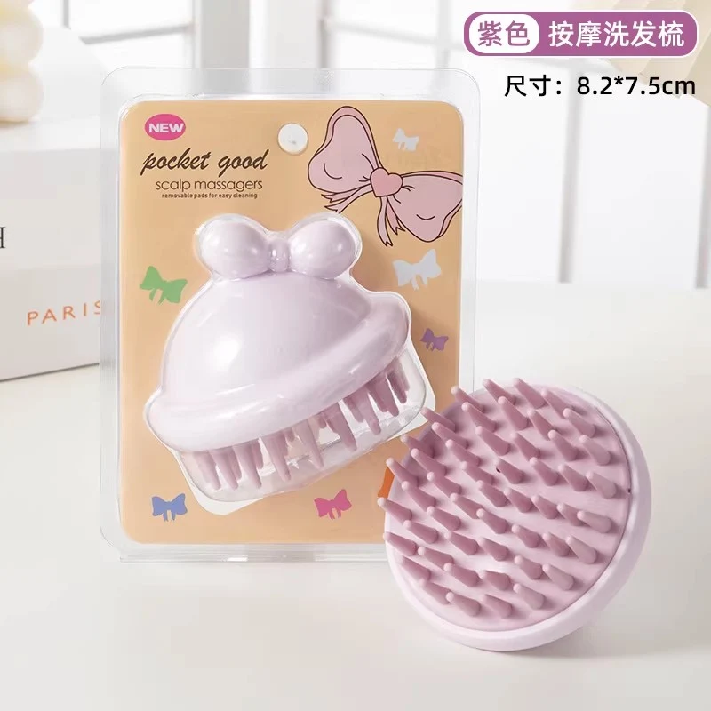 [Self-operated] China Bathing in You Silicone Massage Shampoo Brush, Purple Little Red Hat, 1 Piece, Soft-toothed Hair Massage Comb, Shampooing Artifact, Cleans Scalp, Hair Washing Silicone Comb