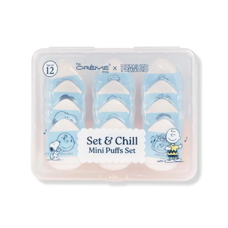 [Self-operated] The Crème Shop Snoopy Collaboration Mini Powder Puff Set (12-pack) - Foundation, Powder, Loose Powder for Even Makeup Application and Blending