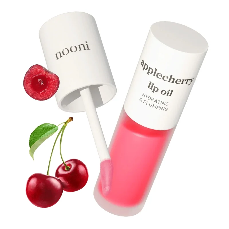 [Self-operated] Korean NOONI Applecherry Lip Oil 3.7ml. Moisturizes, nourishes, revitalizes, brightens, softens cuticles, lightweight, non-sticky, waterproof, and long-lasting. Can be used alone or layered over lipstick. Suitable for sensitive lips.