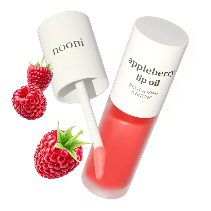 [Self-operated] Korean NOONI Appleberry Lip Oil 3.7ml. Moisturizes, nourishes, revitalizes, brightens, softens cuticles, lightweight, non-sticky, waterproof, and long-lasting. Can be used alone or layered over lipstick. Suitable for sensitive lips.
