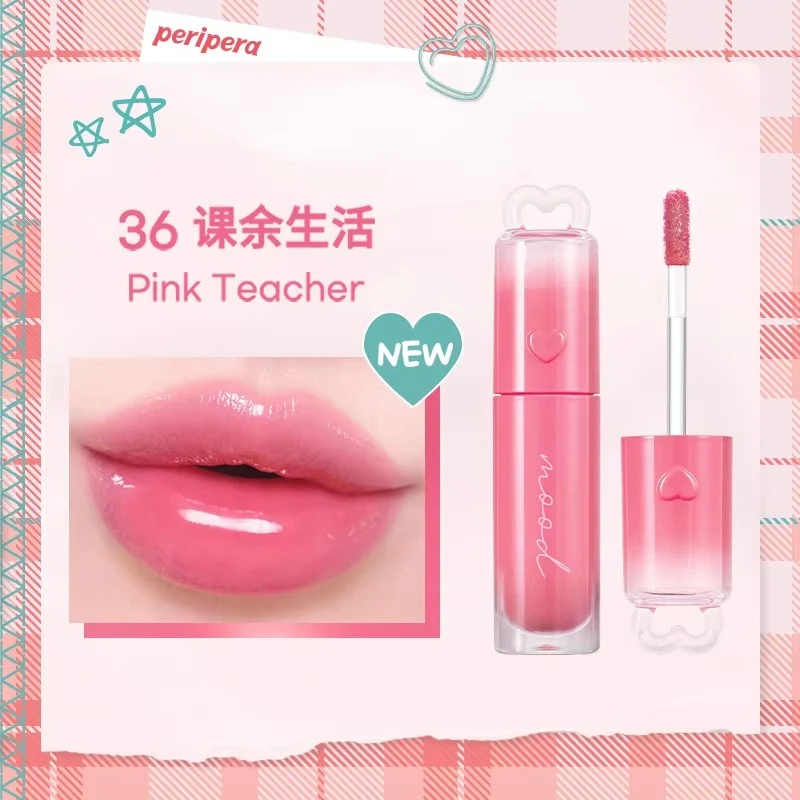 [Self-operated] Korean CLUB CLIO PERIPERA Ink Mood Crystal Lip Gloss #36 Pink Teacher (4g) - Long-lasting, Moisturizing Lip Glaze with Small Blood Vessels