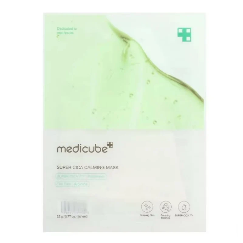 [Self-operated] MEDICUBE Super Centella Asiatica Soothing Mask (Korea), 22g per sheet. Soothes, repairs, anti-inflammatory, calms, deeply hydrates, and strengthens the skin barrier.