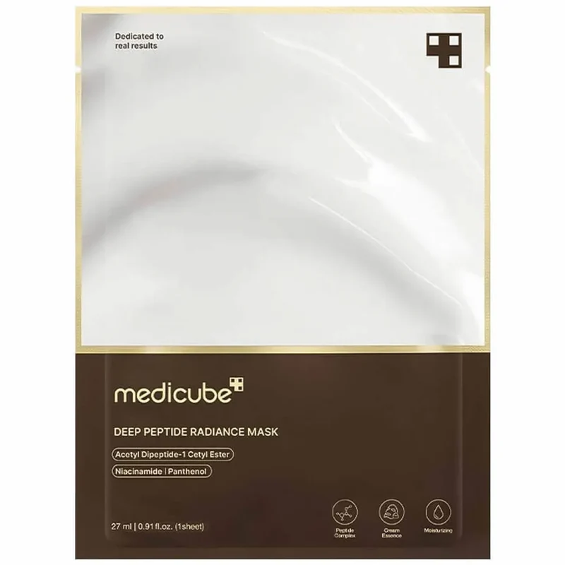 [Self-operated] MEDICUBE Korean Deep Peptide Brightening Mask, 1 sheet, 27ml. Firming Peptide Mask, Anti-aging, Firming, Deeply Moisturizing, Brightening, Repairing, Soothing.