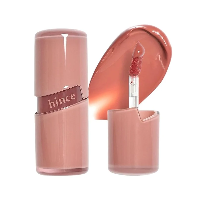 [Self-operated] HINCE Crystal Clear Dewdrop Lip Gloss #R001 BARE, a light and gentle nude apricot color, 4ml, moisturizing and hydrating lipstick, tinted lip gloss.