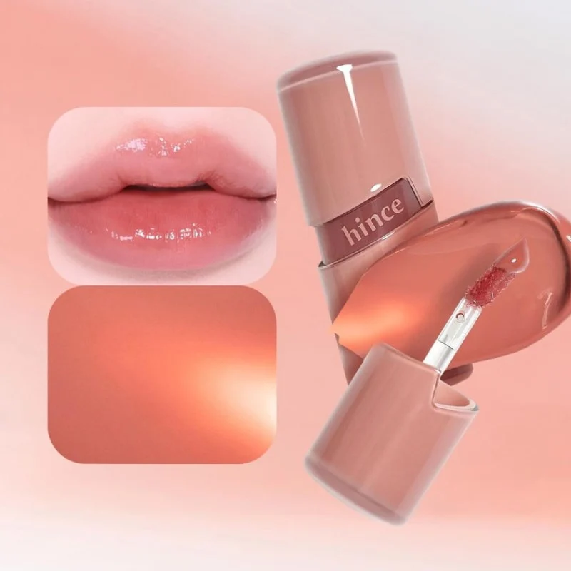 [Self-operated] HINCE Crystal Clear Dewdrop Lip Gloss #R001 BARE, a light and gentle nude apricot color, 4ml, moisturizing and hydrating lipstick, tinted lip gloss.