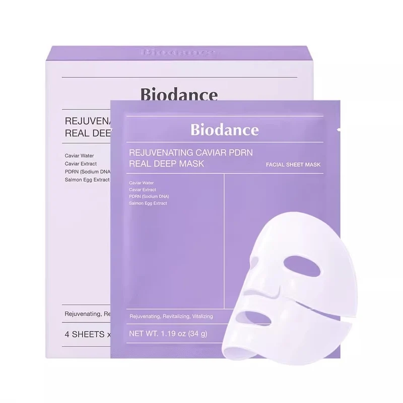 [Self-operated] BIODANCE Korean Revitalizing Caviar Salmon PDRN Deep Cleansing Mask (4-pack) - Overnight Hydrogel Mask, Fish Roe Mask for Firming Skin