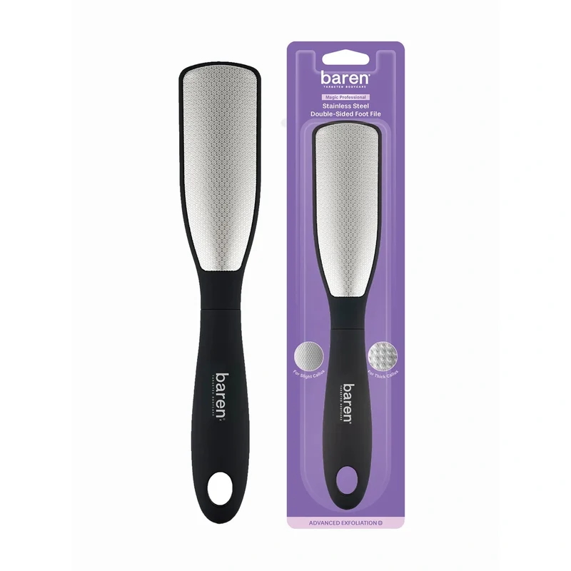 [Self-operated] Korean BAREN Stainless Steel Foot File, Double-sided, 1-pack, for removing dead skin, exfoliating, and scraping.