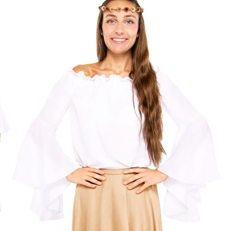 Mittelalterliche Rüschenbluse für Damen