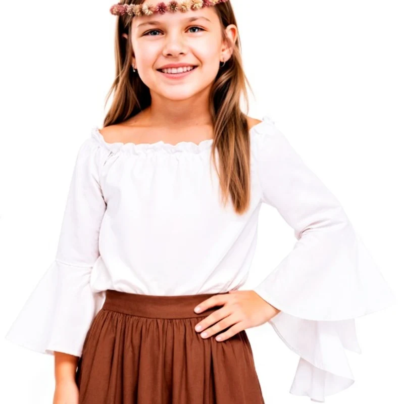 Mittelalterliche Rüschenbluse für Kinder