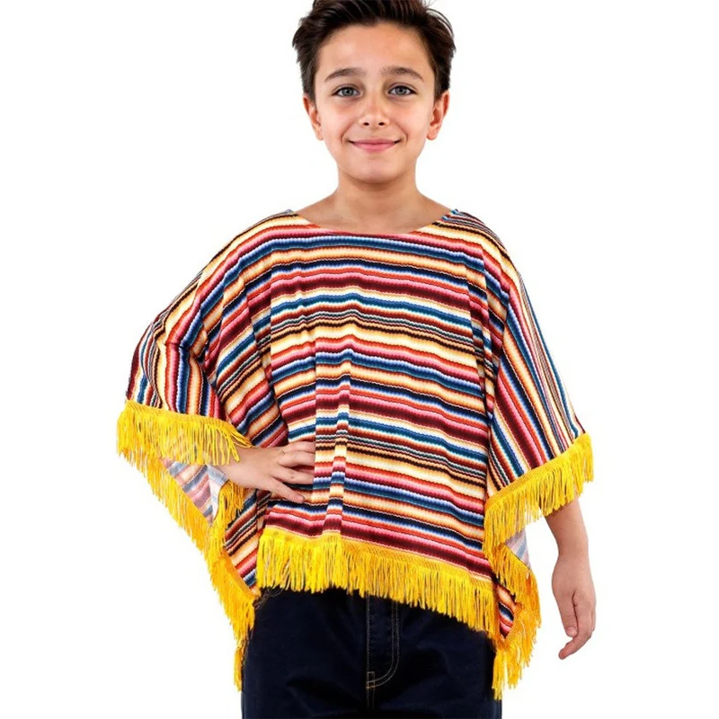 Mexikanischer Poncho mit Streifen für Kinder