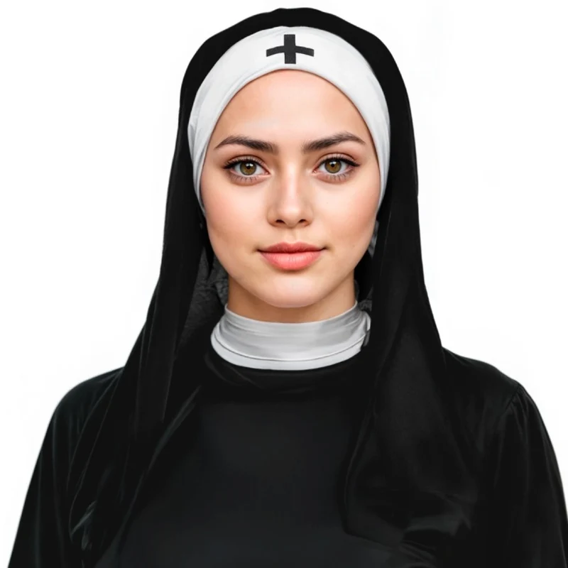 Nonnen-Kopfschmuck mit Kreuz