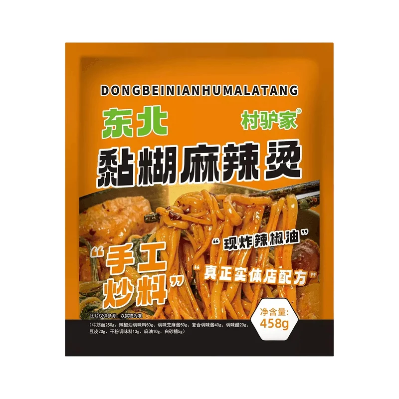 [Self-operated] China Village Donkey Family Northeast Spicy Hot Pot 458g 90-day Short Shelf Life Northeast Specialty Sticky Spicy Hot Pot with Sesame Sauce Thick Soup, Quick Food and Late Night Snack