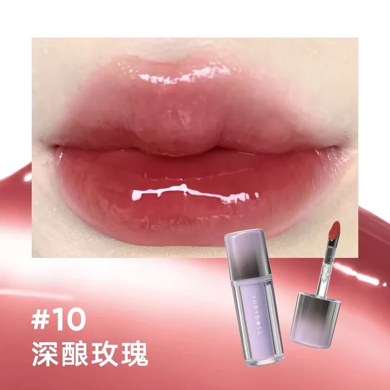 [Self-operated] JUDYDOLL 2nd Generation Ice Iron Dual-Effect Mirror Gloss Lip Gloss #10 Deep Rose 2.4g, Anti-Wrinkle Repairing Essence, Non-Slip Glass Lip