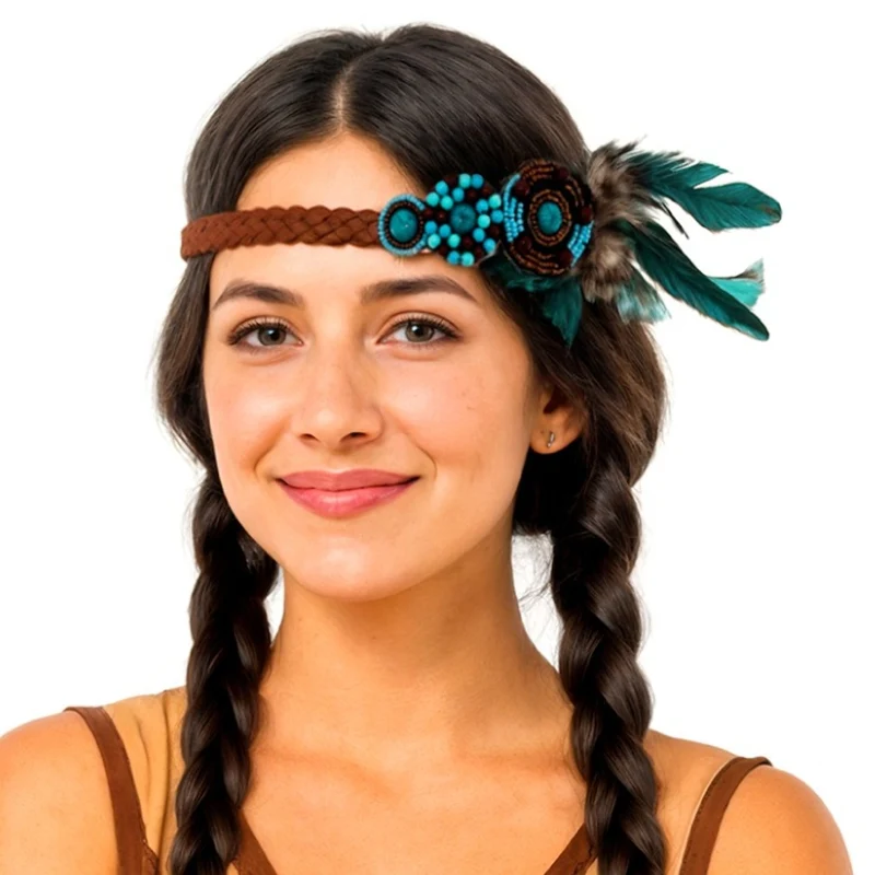 Türkises Indianer-Stirnband