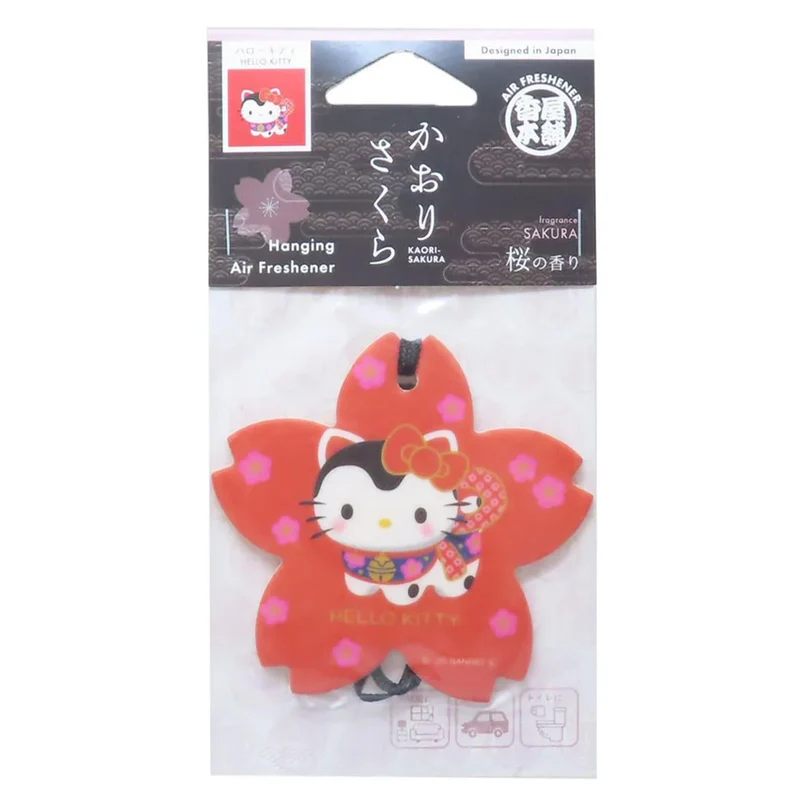 [Self-operated] Sanrio Car/Indoor Wardrobe Air Freshener with Cherry Blossom Hello Kitty Scented Hanging Card (1 piece) - Cherry Blossom Scent