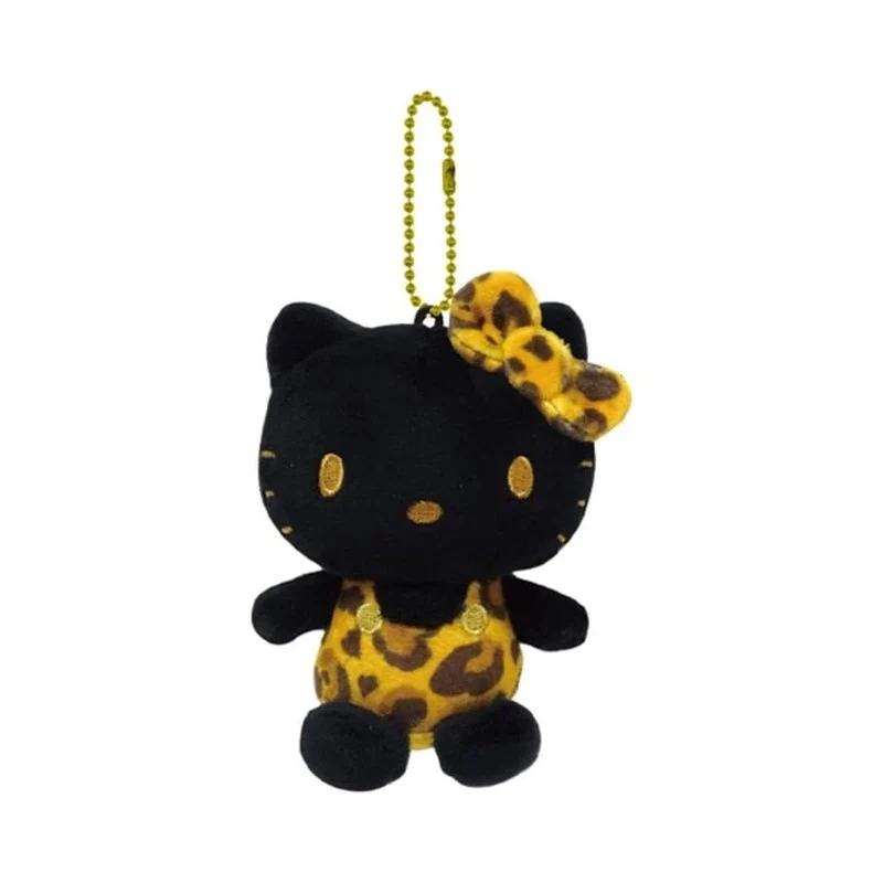 [Self-operated] Japan Sanrio Leopard Print Hello Kitty Doll Keychain, Black and Gold, 1 Piece, Car Hanger, Bag Ornament, Keychain