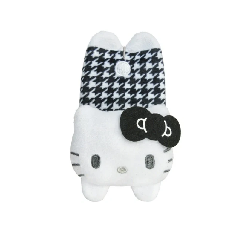 [Self-operated] Large Japanese Sanrio Hello Kitty Plush Hair Accessory Clips, Hair Clips, Black and White Houndstooth Pattern, 1 piece per pack.