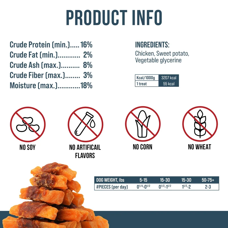 [Self-operated] Beloved Pets Dog Treats Sweet Potato Jerky Chicken Rolls 24 Oz 680g Natural Dental Crush Grain-Free High Protein Treats